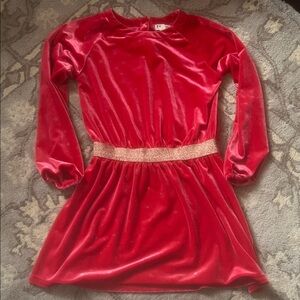 Hatley Red Velvet Dress with Gold Glitter Waistband